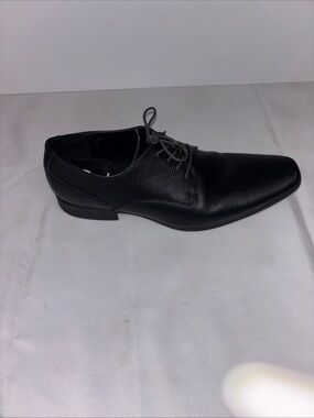 Calvin Klein Brodie Oxford Mens Size 8.5 Black Leather Lace Up Square Toe Shoes